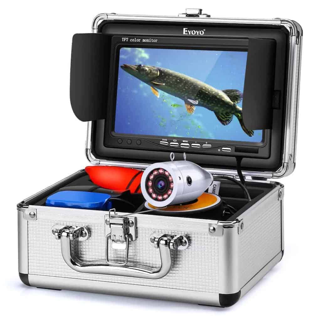 Eyoyo Underwater Fishing Camera Video Fish Finder 7 Inch LCD Monitor 1000 TVL Waterproof Camera Adjustable Infrared & White Light for Ice Lake Sea Boat Kayak Fishing 30m(98ft) Cable