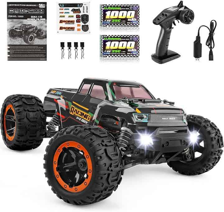 Remote Control Car 16889, 116 Scale 2.4Ghz RC Cars 4x4 Off Road Trucks, Waterproof RTR RC Monster Truck 36KMH, Remote Controlled Toys for Kids