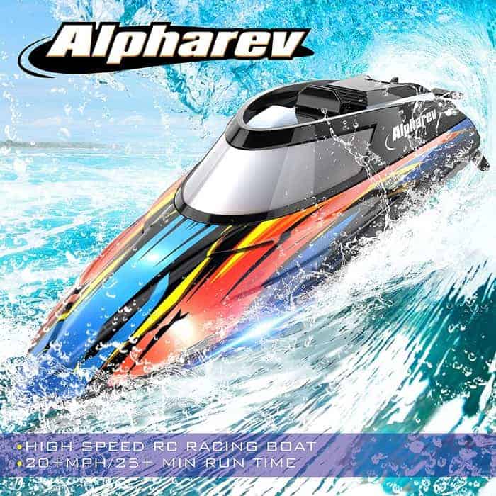 AlphaRev R308 20+ MPH Fast Remote Control Boat for Pools and Lakes, 2.4 GHZ RC Boats for Adults and Kids