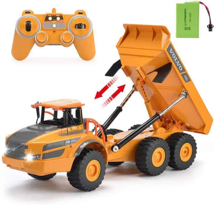 Volvo RC Truck Dump Truck RC Articulated Hauler with Rechargeable Battery 120 Min Play Time RC Toy Construction Truck for All Adults & Kids
